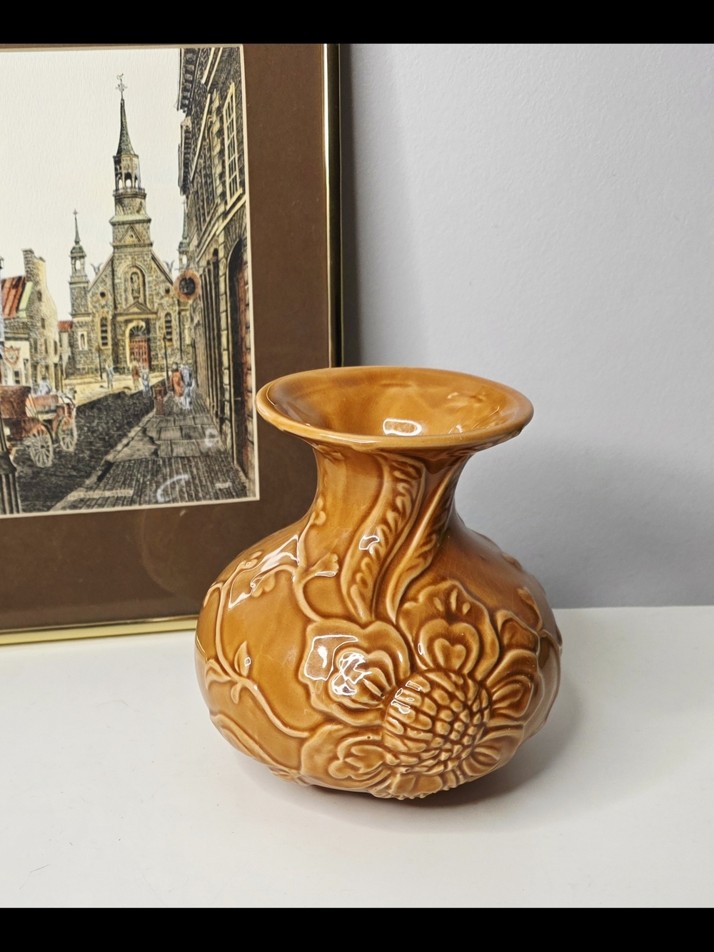 Anthropologie House Of Hackney Glossy Burnt Orange Floral Ceramic Vase